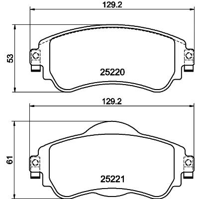 Bilde av HELLA 8DB 355 015 931 Bremseklosser ikke klargjort for slitasjeindikator med bremsecaliperskruer CITROËN: C4 II Hatchback