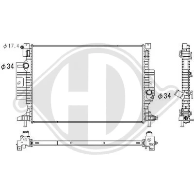 Bilde av DIEDERICHS DCM3910 Radiator Aluminium 672 473 24 Kjøleribber loddet FORD: FOCUS 3