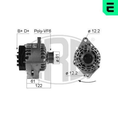 Bilde av ERA 210326A Dynamo 14V 105A OPEL: Astra H Caravan, Zafira B, Vectra C FIAT: Croma II Stasjonsvogn, Grande Punto Hatchback