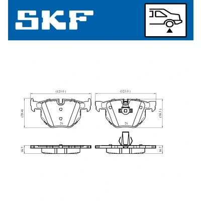 Bilde av SKF VKBP 90316 Bremseklosser klargjort for slitasjeindikator