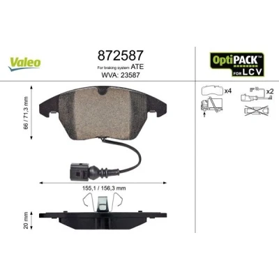 Bilde av VALEO 872587 Bremseklosser framaksel inkl. slitasjevarselkontakt uten sikringsskruesett, for vanskelige bruksforhold VOLKSWAGEN: Caddy 3