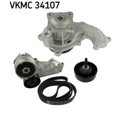 Bilde av SKF VKMC 34107 Vannpumpe + kileremsett med tetning
