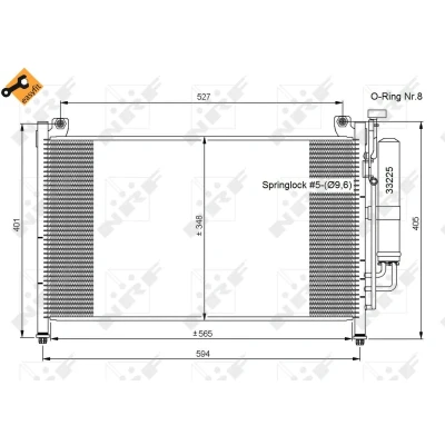 Bilde av NRF EASY FIT 35870 Kondensator med tørker, tetningsring 13 9,5 Aluminium 565 MAZDA: 2 Hatchback