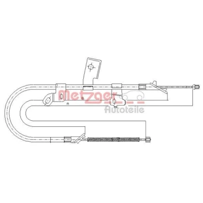 Bilde av METZGER 17.1071 Bremsekabel høyre bak, 1503/1350 Trommelbrems COFLE TOYOTA: Yaris I Hatchback