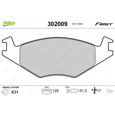 Bilde av VALEO 302009 Bremseklosser FIRST framaksel ekskl. slitasjevarselkontakt uten antiskrike blikk VOLKSWAGEN: GOLF 2, Polo II Hatchback, Jetta 2