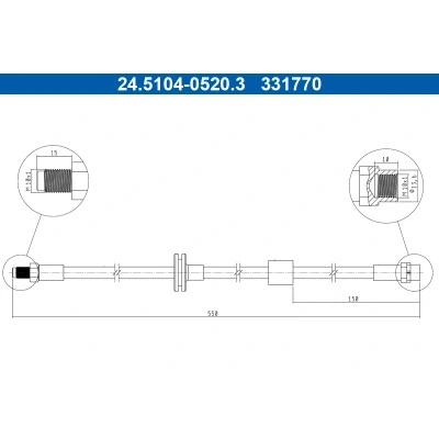 Bilde av ATE 24.5104 0520.3 Bremseslange 550mm M10x1mm BMW: X3
