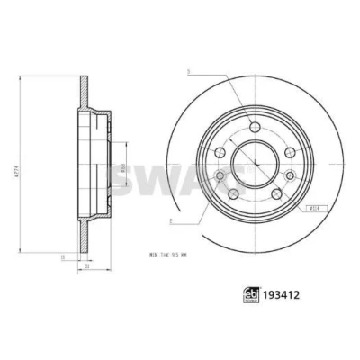 Bilde av SWAG Bremseskive bakaksel 274mm 11mm 5 hull 114mm fullt ut belagt 33 11 1227 440A09225R Bremseskiver, Skivebremser