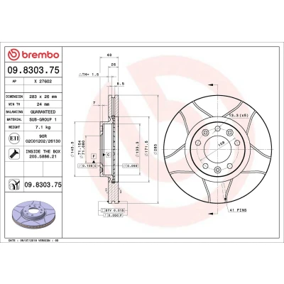 Bilde av BREMBO MAX LINE 09.8303.75 Bremseskiver 283 26 5 med sliss, innvendig ventilert belagt skruer PEUGEOT: 508 I SW, 607 Sedan, 407 SW
