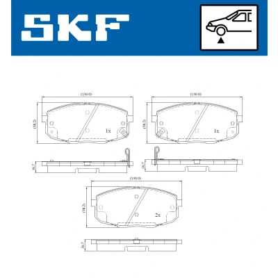 Bilde av SKF VKBP 80183 A Bremseklosser med akustisk slitasjevarsel HYUNDAI: i30 I Stasjonsvogn, Hatchback, KIA: cee‘d Hatchback