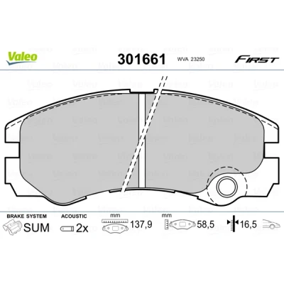 Bilde av VALEO 301661 Bremseklosser FIRST framaksel inkl. slitasjevarselkontakt uten antiskrike blikk OPEL: Frontera B SUV