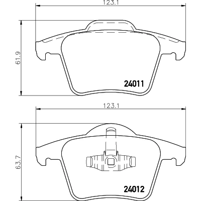Bilde av HELLA 8DB 355 010 801 Bremseklosser ikke klargjort for slitasjeindikator VOLVO: XC90 I