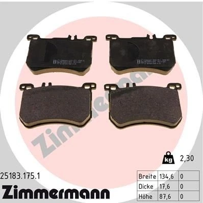 Bilde av ZIMMERMANN 25183.175.1 Bremseklosser klargjort for slitasjeindikator Bildet viser leveranseinnholdet MERCEDES BENZ: SL Cabrio, S Klasse Sedan
