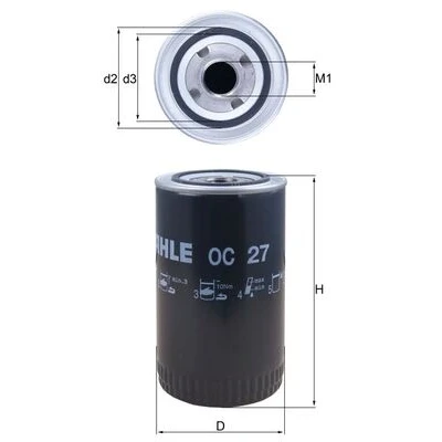 Bilde av MAHLE ORIGINAL OC 27 Oljefilter med en retursperreventil Påskruingsfilter