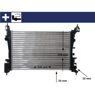 Bilde av MAHLE ORIGINAL CR 1182 000S Radiator 540 378 23 med tilbehør spennelement, blindplugg Kjøleribber satt sammen mekanisk OPEL: Corsa E Hatchback