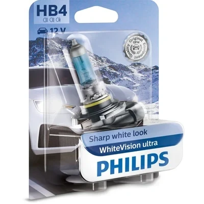 Bilde av Halogenpære PHILIPS WhiteVision ultra Hb4 P22d, passer mange bilmodeller, 000000 000069, 1 382 496, 1J0 411 315 J, 63 12 6321
