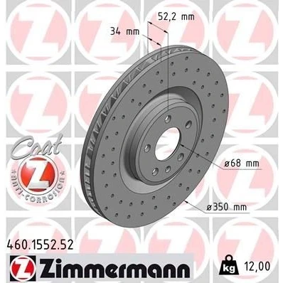 Bilde av ZIMMERMANN SPORT COAT Z 460.1553.52 Bremseskiver 350 34 6/5 5 112 innvendig ventilert, hullet belagt høy karbon PORSCHE: Macan