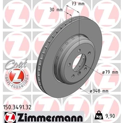Bilde av ZIMMERMANN Bremseskive BMW: Z4 Roadster FORMULA F COAT Z 348mm 30mm 6/5 5 hull 120mm innvendig ventilert, todelt bremseskive, Aluminium bremseskjold