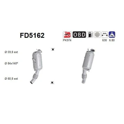 Bilde av AS FD5162 Partikkelfilter Euro 5 Cordierit BMW: X1