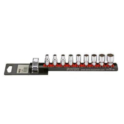 Bilde av SONIC 100901 Pipesett 9 tolvkant Krom vanadium stål, Aluminium 1/4 firkant