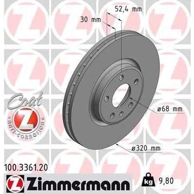 Bilde av ZIMMERMANN COAT Z 100.3361.20 Bremseskiver 320 30 6/5 5 112 innvendig ventilert belagt høy karbon AUDI: Q5
