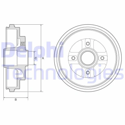 Bilde av DELPHI BF630 Bremsetrommel uten ABS sensorring, hjullager, lager 232