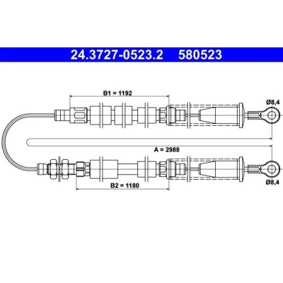 Bilde av ATE 24.3727 0523.2 Bremsekabel 2988