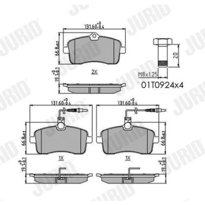 Bilde av JURID 573382J Bremseklosser inkl. slitasjevarselkontakt PEUGEOT: 407 SW, Sedan