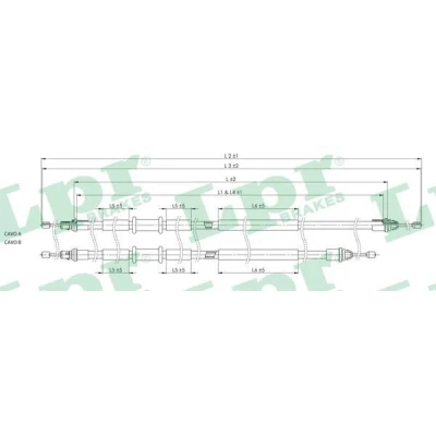 Bilde av LPR C0249B Bremsekabel 1445/1257+1305/1116 Trommelbrems FORD: FIESTA 5