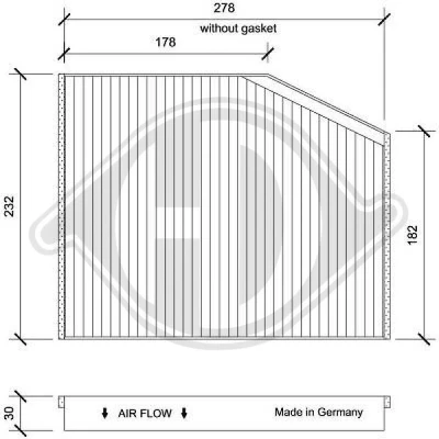 Bilde av DIEDERICHS DCI1255 Kupéfilter Karbonfilter 280 232 30 Climate FORD: Transit V363 Van, Minibuss
