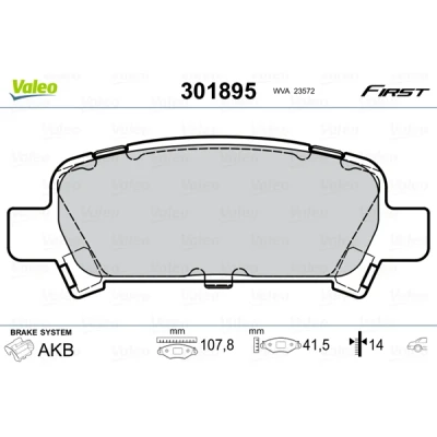 Bilde av VALEO 301895 Bremseklosser FIRST bakaksel ekskl. slitasjevarselkontakt uten antiskrike blikk SUBARU: Legacy 4, Impreza III Hatchback, Forester II