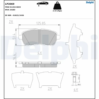 Bilde av DELPHI LP2069 Bremseklosser ikke klargjort for slitasjeindikator med antihyle blikk tilbehør FORD: FIESTA 6, SUZUKI: SWIFT 4, MAZDA: 2 Hatchback