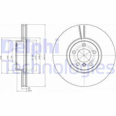 Bilde av DELPHI BG9063C Bremseskiver 348 30 5 ventilert belagt ubehandlet uten hjullager, ABS sensorring BMW: X5, X6