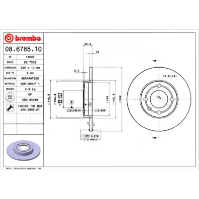 Bilde av BREMBO 08.6785.10 Bremseskiver 239 10 4 fullt ut med skruer VOLKSWAGEN: Polo III Hatchback