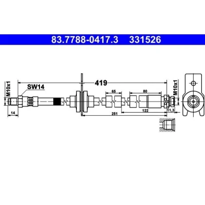 Bilde av ATE 83.7788 0417.3 Bremseslange 419 M10x1 FORD: FOCUS 3