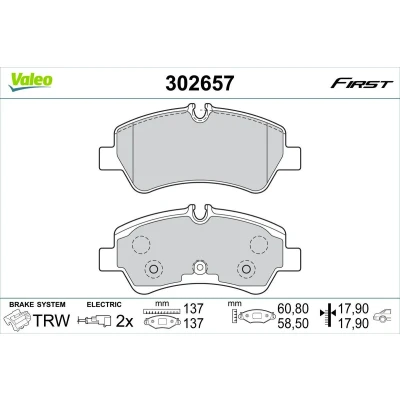 Bilde av VALEO 302657 Bremseklosser bakaksel inkl. slitasjevarselkontakt med antihyle blikk FORD: Tourneo Custom V362 Minibuss, Transit Minibuss