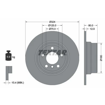 Bilde av TEXTAR PRO 92107403 Bremseskiver 324 12 05/06 120 fullt ut belagt uten hjulfestebolt, hjulnav BMW: X5