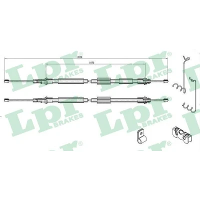 Bilde av LPR C0283B Bremsekabel 1998/1865x2 Skivebrems FORD: Transit Connect Mk1 Van, Tourneo
