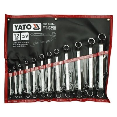 Bilde av YATO YT 0398 Dobbelthodet ringnøkkelsett 6x7, 8x9, 10x11, 12x13, 14x15, 16x17, 18x19, 20x22, 21x23, 24x27, 25x28, 30x32 mm 12 Krom vanadium stål