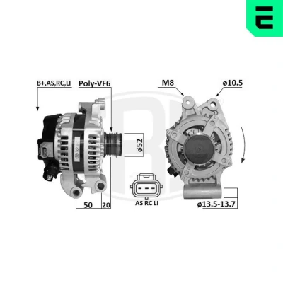 Bilde av ERA 209693A Dynamo 12V 150A FORD: Mondeo 5 Kombi