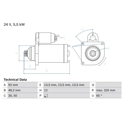 Bilde av BOSCH 0 986 021 480 Starter 24 5,5 12 SCANIA: P,G,R,T series