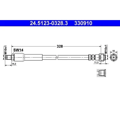 Bilde av ATE 24.5123 0328.3 Bremseslange 328 M10x1 MERCEDES BENZ: Vito Mixto, Minibuss, Viano