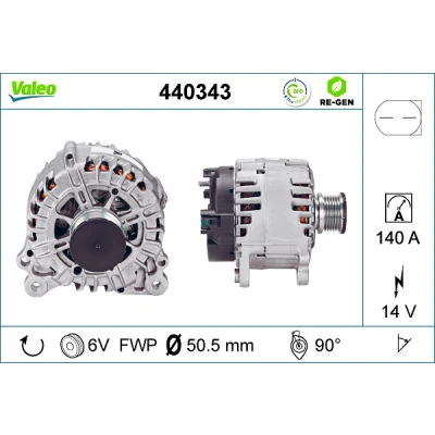 Bilde av VALEO 440343 Dynamo 14V 140A VOLKSWAGEN: Transporter 5 Bus, 5, Multivan (7HM