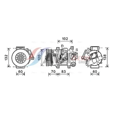 Bilde av PRASCO TOAK627 Kompressor 6SEU14C PAG 46 R 134a TOYOTA: Avensis III Stasjonsvogn
