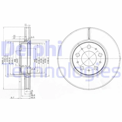 Bilde av DELPHI BG3513 Bremseskiver 286 26 5 ventilert oljet ubehandlet uten hjullager, ABS sensorring VOLVO: V70 2, XC70 I Cross Country, S80