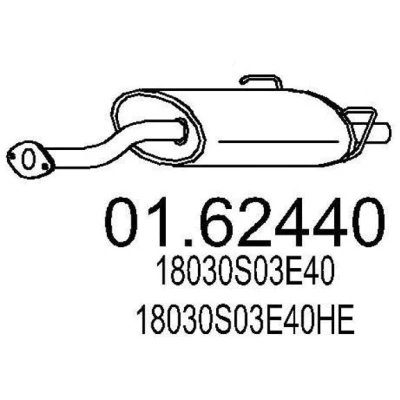 Bilde av MTS 01.62440 Sluttlyddemper 830 HONDA: CIVIC 6 Hatchback