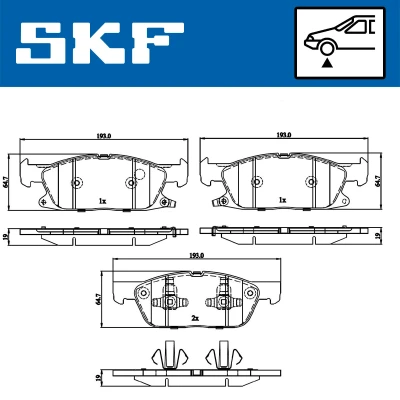 Bilde av SKF VKBP 80433 A Bremseklosser med akustisk slitasjevarsel FORD: S Max Mk2, Galaxy Mk3 MPV, FORD USA: Edge Mk2