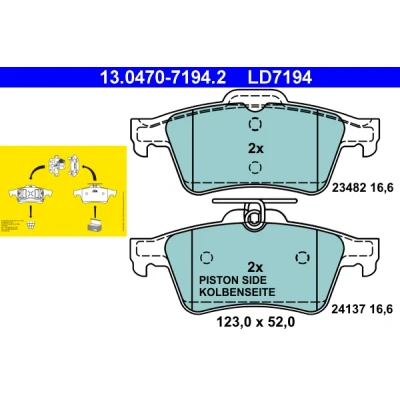 Bilde av ATE Ceramic 13.0470 7194.2 Bremseklosser ikke klargjort for slitasjeindikator, ekskl. slitasjevarselkontakt OPEL: Vectra C Caravan, CC