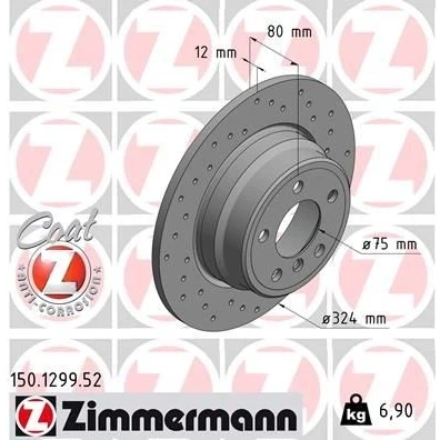 Bilde av ZIMMERMANN SPORT COAT Z 150.1299.52 Bremseskiver 324 12 6/5 5 120 fullt ut, hullet belagt høy karbon BMW: X5