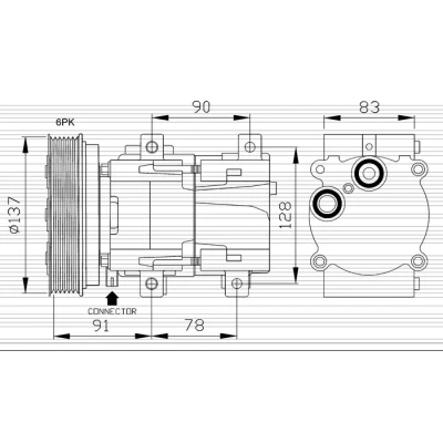 Bilde av NRF 32301 Kompressor FS10 12 PAG 46 med kompressorlje, tetningsring