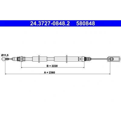 Bilde av ATE 24.3727 0848.2 Bremsekabel 2360 PEUGEOT: 807